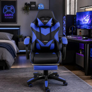Cadeira Gamer X-ray Ergonomica Estofado De Couro Sintético Cor Azul