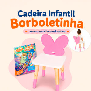 Cadeira Infantil Madeira Borboletinha Brinquedo Pedagógico Mobiliário