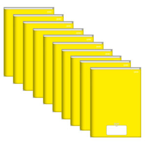 Caderno Brochura 1 4 Amarelo Capa Dura 48 Folhas Stiff Pacote Com 10