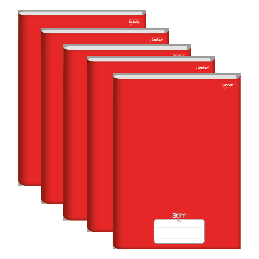 Caderno Brochura 1 4 Capa Dura 80 Folhas Stiff Vermelho Slim Pacote