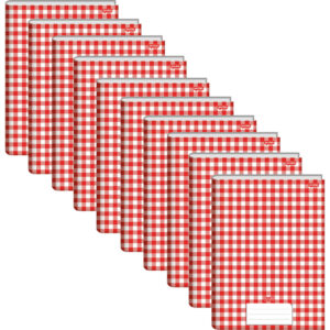 Caderno Brochura Pequeno 1 4 Xadrez Vermelho 48F Stiff 10 unidades