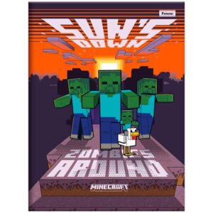 Caderno Brochurão Grande 20×27,5cm 48 Folhas Minecraft Zumbis Foroni