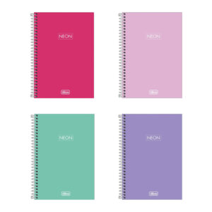 Caderno capa plástica 1 4 80 folhas Neon Cores Feminino Tilibra