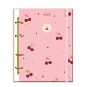 Caderno Colegial Argolado Capa Dura Com Elástico Cherry Lovers 80