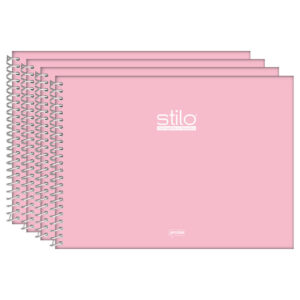 Caderno de Cartografia e Desenho Espiral Capa Dura 80 Folhas Rosa