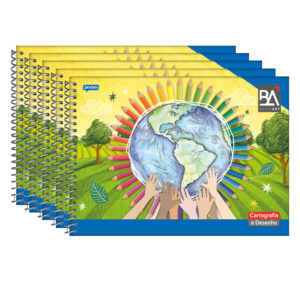 Caderno de Cartografia e Desenho Espiral Flexível 96 Folhas Basic Art