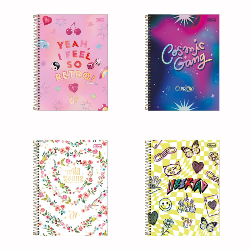 Caderno espiral capa dura universitário 10x1 160 folhas Capricho