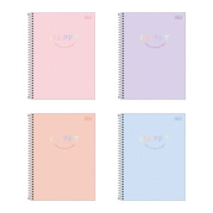 Caderno espiral capa dura universitário 10×1 160 folhas Happy Tilibra