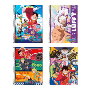 Caderno espiral capa dura universitário 10×1 160 folhas One Piece