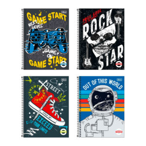 Caderno espiral capa dura universitário 10×1 160 folhas Pepper