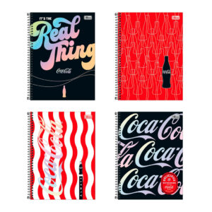 Caderno espiral capa dura universitário 1×1 80 folhas Coca-Cola