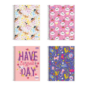 Caderno espiral capa dura universitário 1×1 80 folhas Pepper Feminino