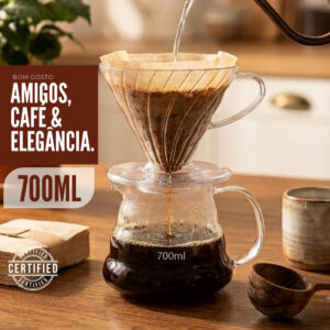 Cafeteira de Vidro Borossilicato Com Tampa e Filtro 700ml Conjunto