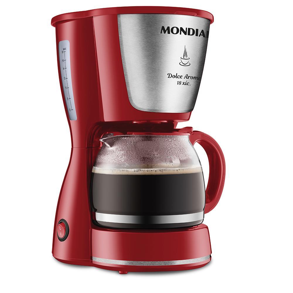 Cafeteira Elétrica Dolce Arome Mondial Vermelho e Inox 550W 18X — Eletroportáteis