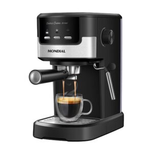 Cafeteira Espresso Dolce Crema 20 Bar Mondial Preto Inox 1200W