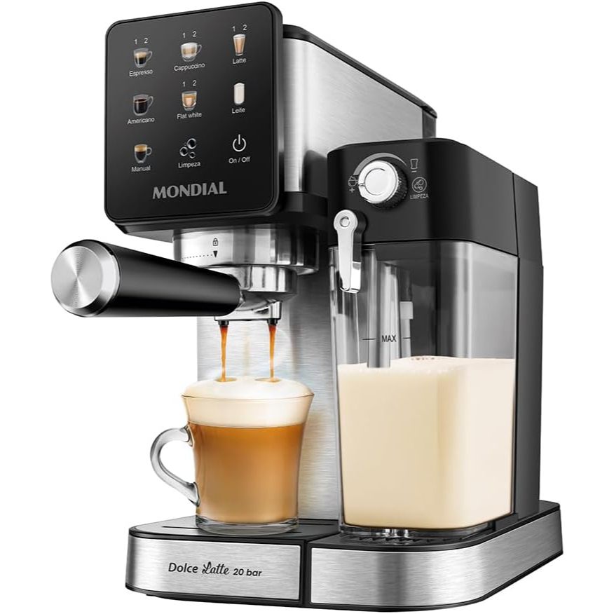 Cafeteira Espresso Mondial Dolce Latte 20 bar Automática Preto Inox — Eletroportáteis