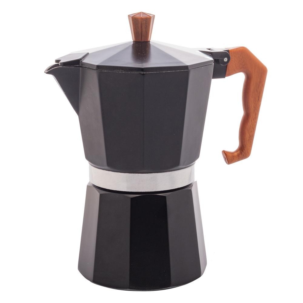 Cafeteira Italiana 300ml Alumínio Preta Fosca Wolff com Cabo Plástico