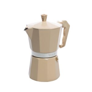 Cafeteira Italiana 6 Doses 300ml Alumínio Bege Wolff com Cabo