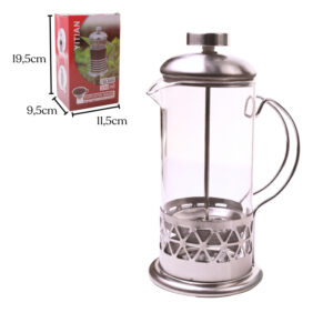 Cafeteira Prensa Francesa de Vidro 350ml Inox Resistente Cremeira Com