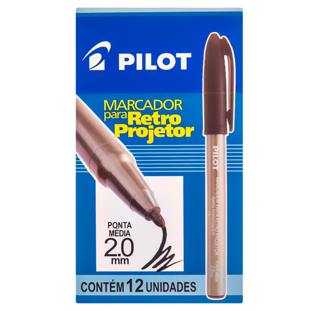 Caixa Com 12 Marcador Para Retroprojetor Pilot Ponta Média 2.0mm Preto — TV e Vídeo