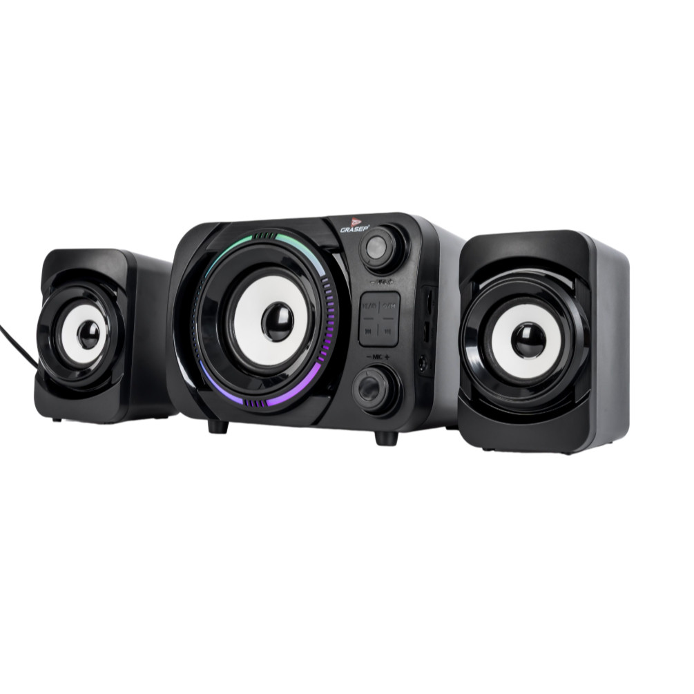 Caixa de Som Bluetooth 2.1 Subwoofer RGB 18W USB Aux FM Grasep BT — Áudio e Fones