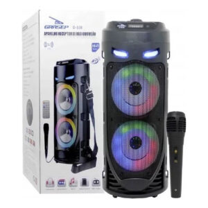 Caixa de Som Bluetooth 20W Grasep USB SD FM Microfone Bateria 1800mAh