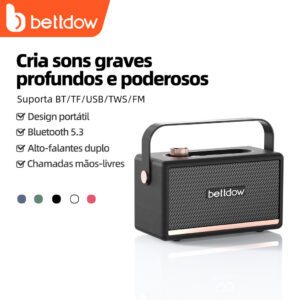 Caixa de som Bluetooth Bettdow estilo Marshall 5.3, conexão sem fio