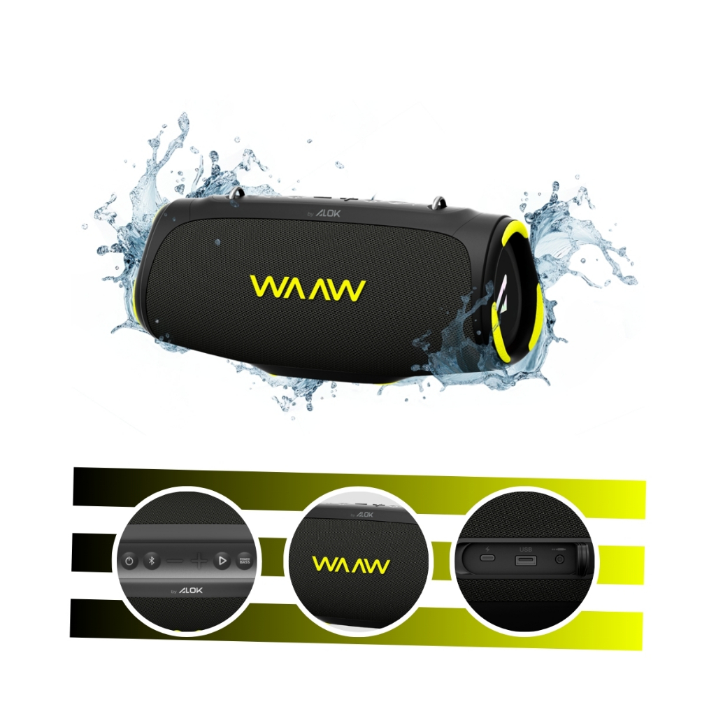 Caixa de Som Bluetooth Boombox Boom 110 40W Rms IPX7 Waaw by Alok — Áudio e Fones