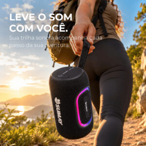 Caixa de Som Bluetooth Portátil Sumay Wolfbox Potente Resistente à