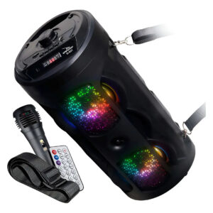 Caixa De Som Bluetooth Rgb Rádio Fm Microfone Aux P2 Sd Usb Cor Preto