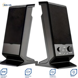 Caixa De Som PC Notebook Aitek Acs 4515 Sem Fio Bluetooth USB P2 6W
