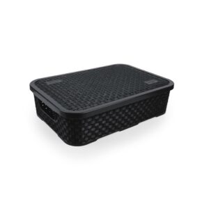 Caixa Organizadora Baixa Rattan 4,5L com Tampa Organização Decorativa