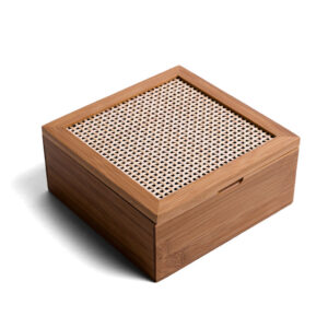 Caixa organizadora decorativa de bambu 4 nichos de palha xadrez