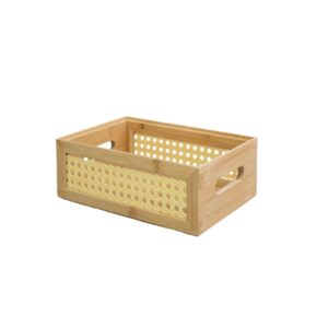 Caixa Organizadora Empilhável de Bambu E Palhinha 24cm Oikos