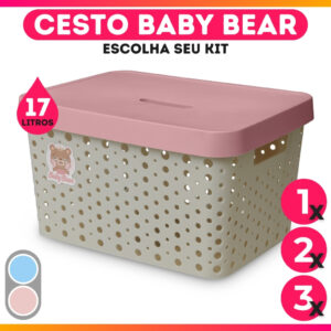 Caixas Organizadoras 17L Grande Baby Bear Trama Rattan Pequena 4,5L