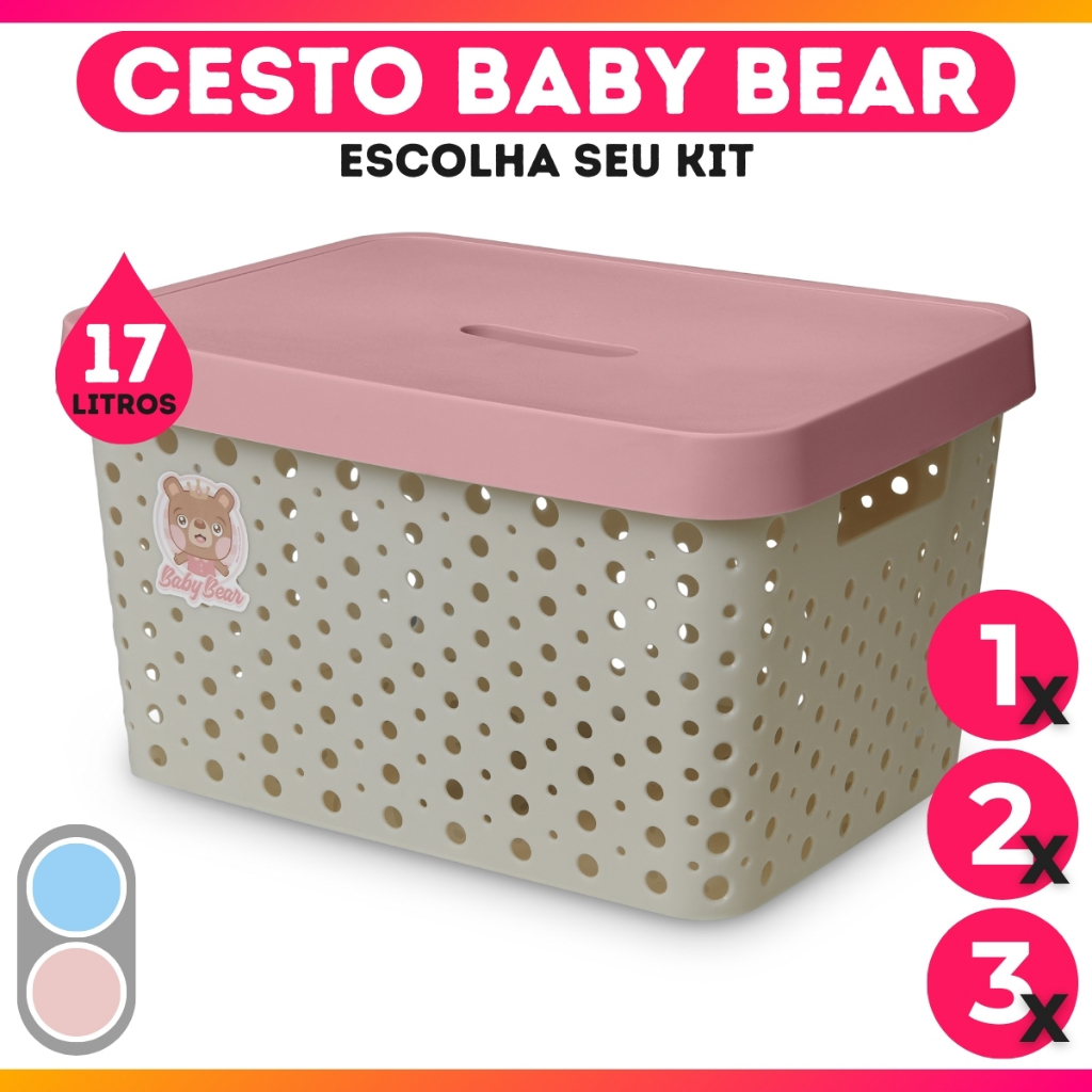 Caixas Organizadoras 17L Grande Baby Bear Trama Rattan Pequena 4,5L