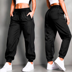 Calça Jogger Feminina Modelagem Ampla Tactel Premium Com Bolsos
