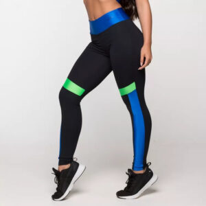 Calça Legging Fitness Feminina Academia Poliamida Preta com Detalhe