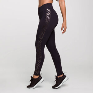 Calça Legging Zebra Poliamida Academia Fitness Preta com Estampa na