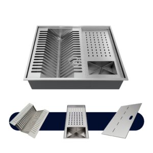 Calha Úmida de Cozinha 50x40 Canal Organizador Com 3 Módulos Tampa