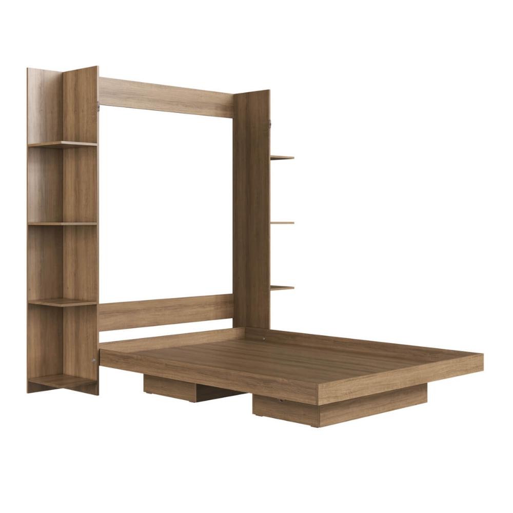 Cama Articulada Casal Vertical com 8 Prateleiras e 2 Nichos 140cm Mel