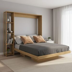 Cama Articulada de Casal com 4 Prateleiras e 2 Nichos Laranja Amêndoa