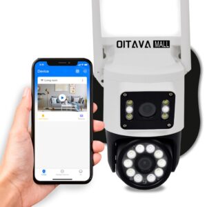 Câmera de Segurança IP Rotativa WiFi HD 1080p com Lente Dupla, Auto