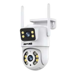 Câmera de Segurança Wi-fi Branco Dome de Dupla Lente com Sensor de