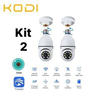 Câmera Lâmpada WiFi Inteligente 1080p com Visão Noturna Áudio