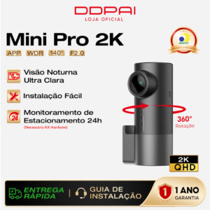 Câmera Veicular 2K Ddpai Mini Pro Lente Rotativa 360° Supercapacitor