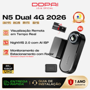 Câmera Veicular Ddpai N5 Dual 4G 2026 Monitoramento Remoto 4K Hdr