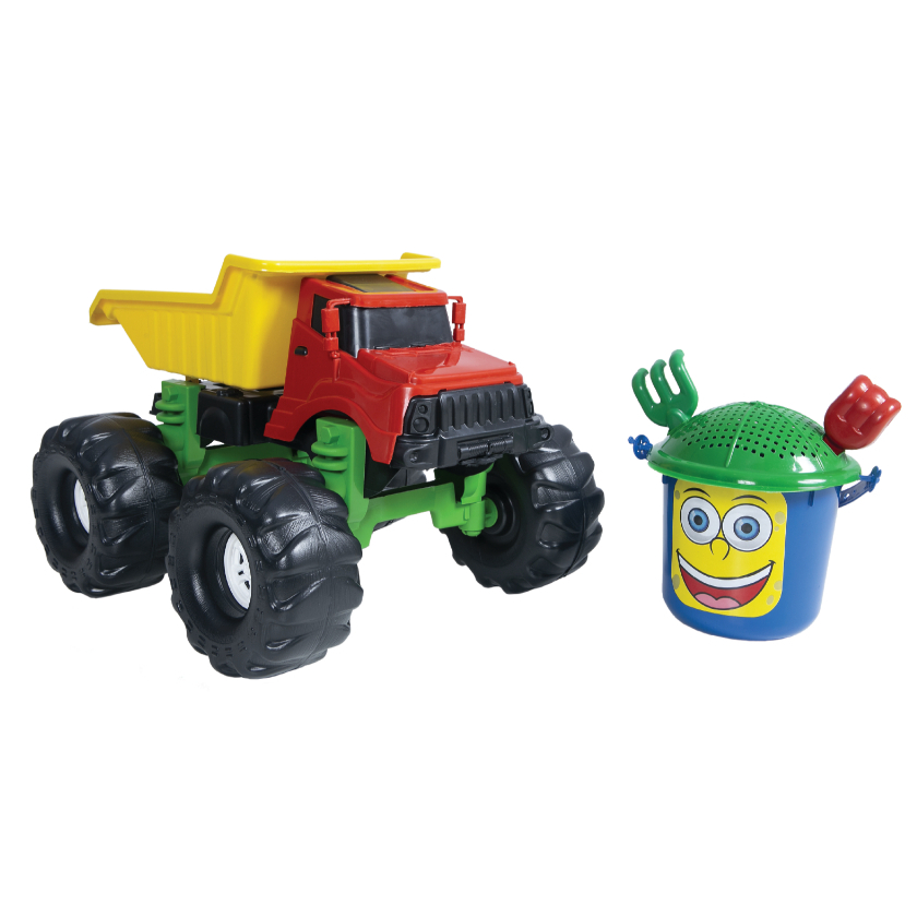Caminhão Brinquedo Caçambão Com Balde Praia e Peças de Areia Queen