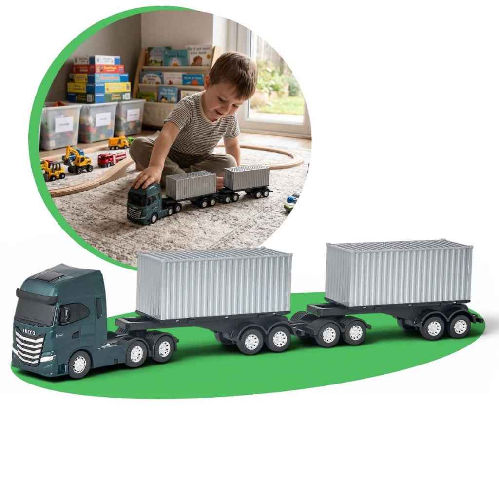 Caminhão Brinquedo Iveco S-Way Rodotrem 9 Eixos Miniatura Usual
