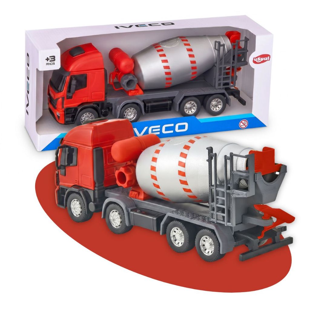 Caminhão Miniatura Iveco Betoneira Bi-Truck Teto Alto Brinquedo